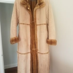 Vintage TanTalbots Faux Fur Suede Leather Tan Coat